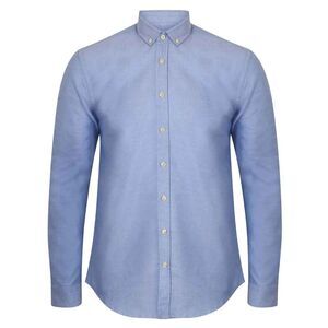 Henbury Mens Modern Long Sleeve Slim Fit Oxford Shirt / Blue
